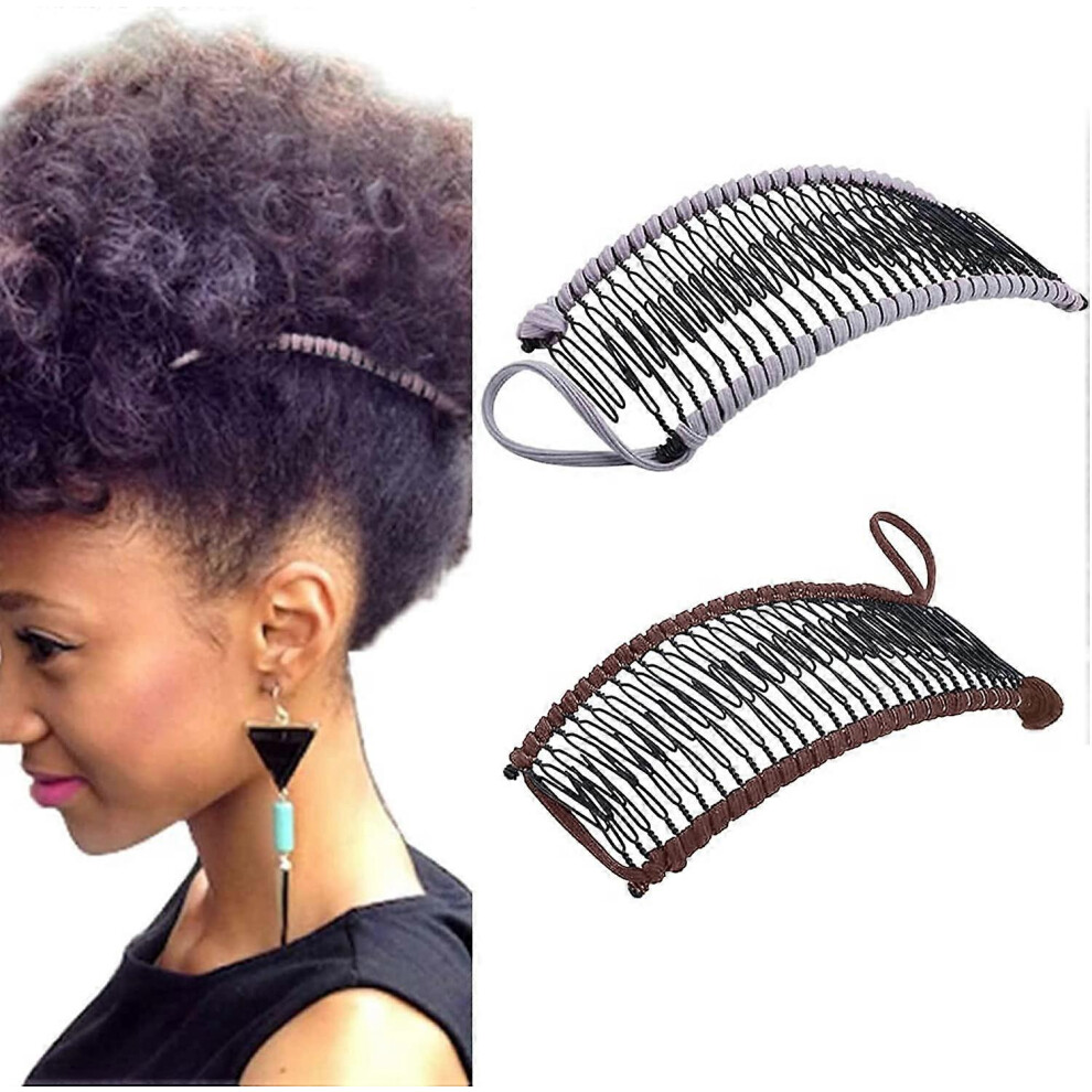 (As show, One size) 2 Pieces Vintage Banana Hair Clips Hair Accessory Stretchy 30 Teeth Banana Comb Clip for Naturally Curly Kinky Wavy Thick Hair (Da