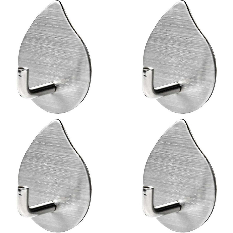 (As show, One size) 8 Pieces Adhesive Hooks Self Adhesive Wall Hooks Stainless Steel Hooks Anti Rust Waterproof No Drilling for Bedroom Bathroom Kitchen