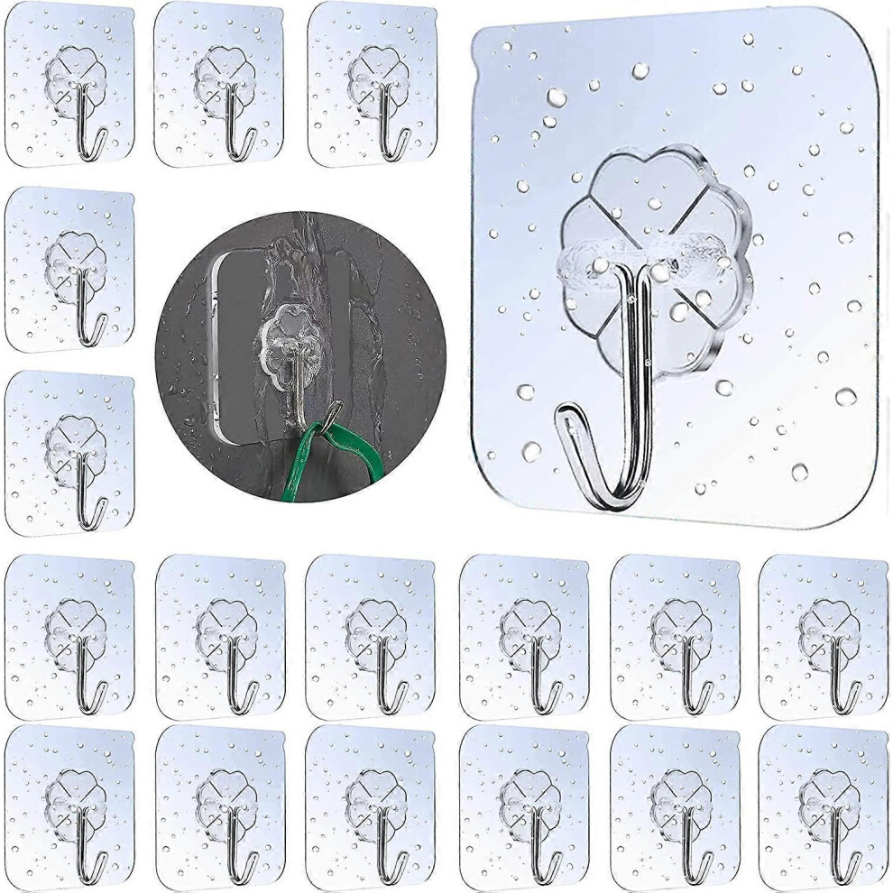 (As show, One size) 30 Pieces Adhesive Hook, waterproof transparent adhesive hooks for bathrobe towel coat keys and kitchen utensils