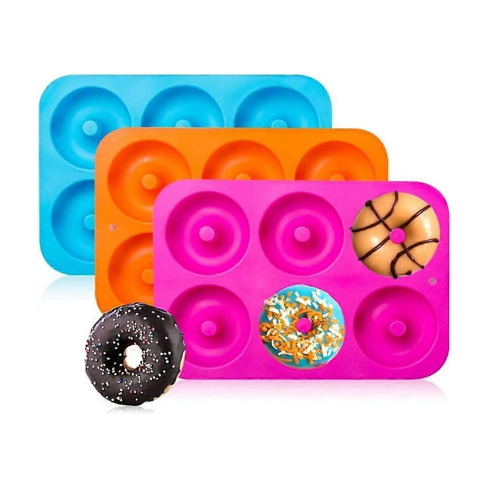 (As show, One size) 3 Pack Silicone Donut Molds for Cakes, Cookies, Bagels, Muffins for Dishwasher, Oven, Microwave, Refrigerator, Silicone Donut