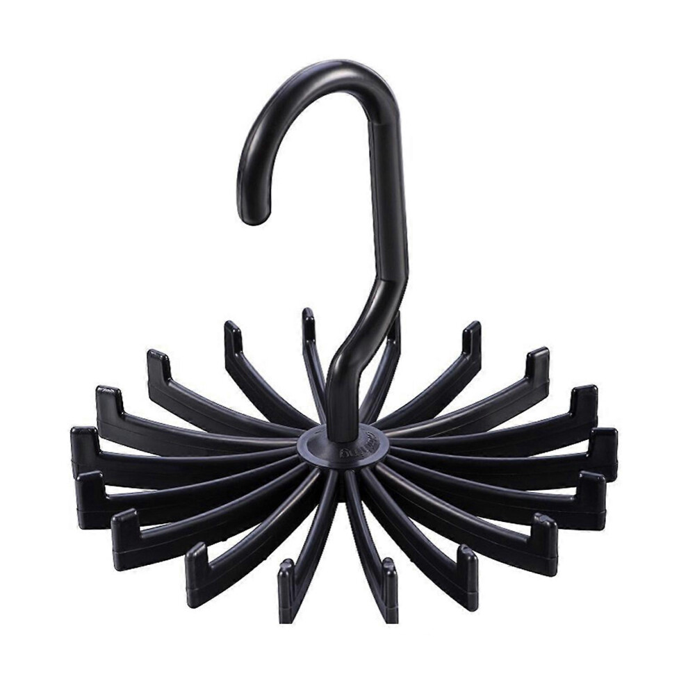 (As Show, One Size) Belt Hanger Scarf Tie Rack Holder For Closet 360 Degree Rotating Clothes Hangers With 18 Claws For Hanging Scarf Towels Black 8052607401560