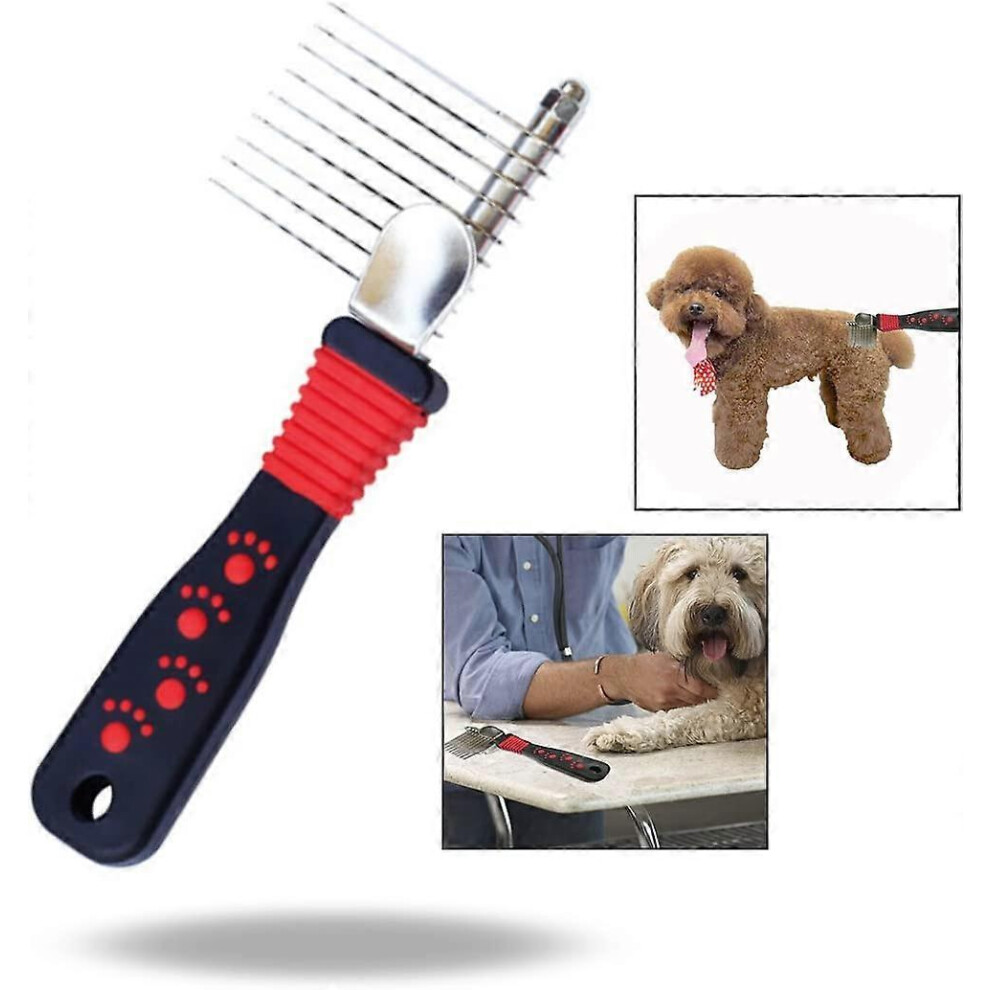 (As show, One size) Grooming Comb for Dogs and Cats, Pet Comb and Brush Dog Grooming Rake, Pet Grooming Accessories