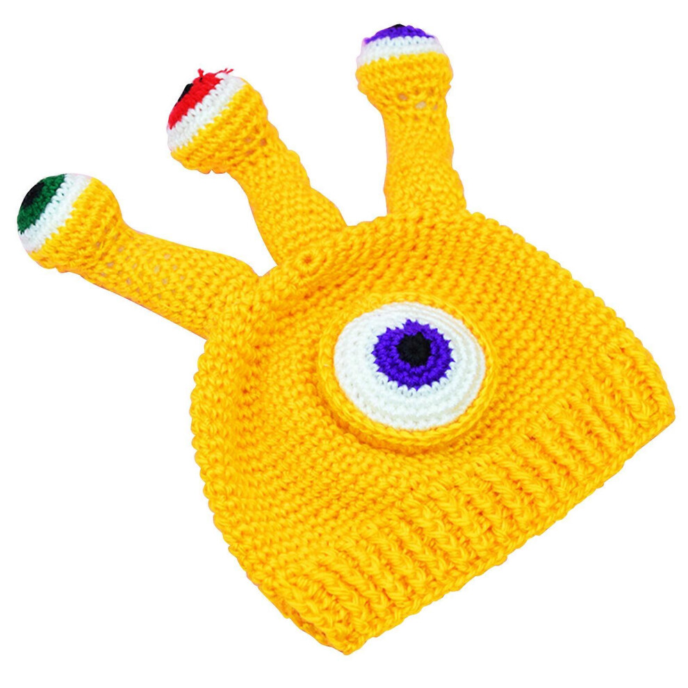 (As Show, One Size) Big Eye Beanie Funny Party Hats Crochet Hat Knitted Beanie Hat Party Halloween Costume Accessory Gift Photo Booth Props Yellow 8052607403144