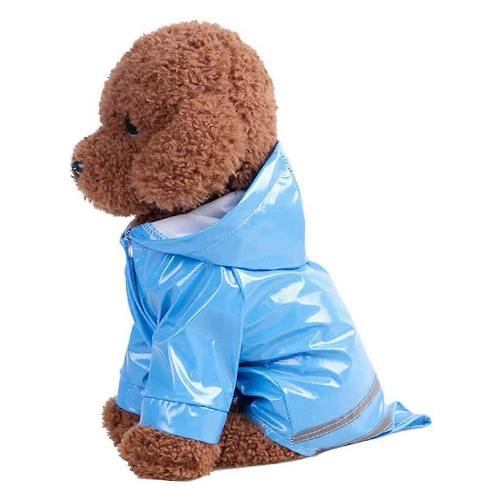 (As show, One size) Outdoor Pet Rain Coat with Waterproof Hood Jackets PU Reflective Raincoat for Cats Clothes Cats Clothing-Blue