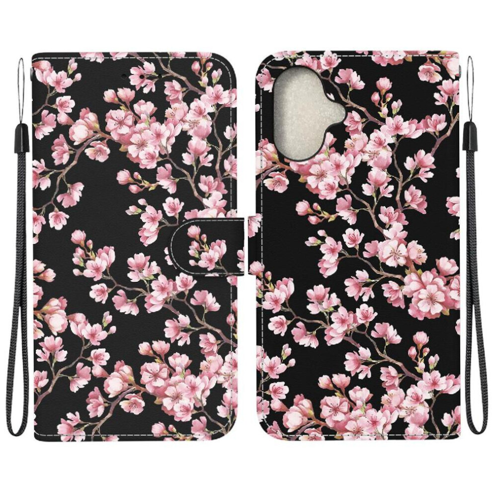 (C8 ) Case For Iphone 16 Wallet Card Slots Magnetic Closure Pu Leather Butterfly Flower Painted 764563756001