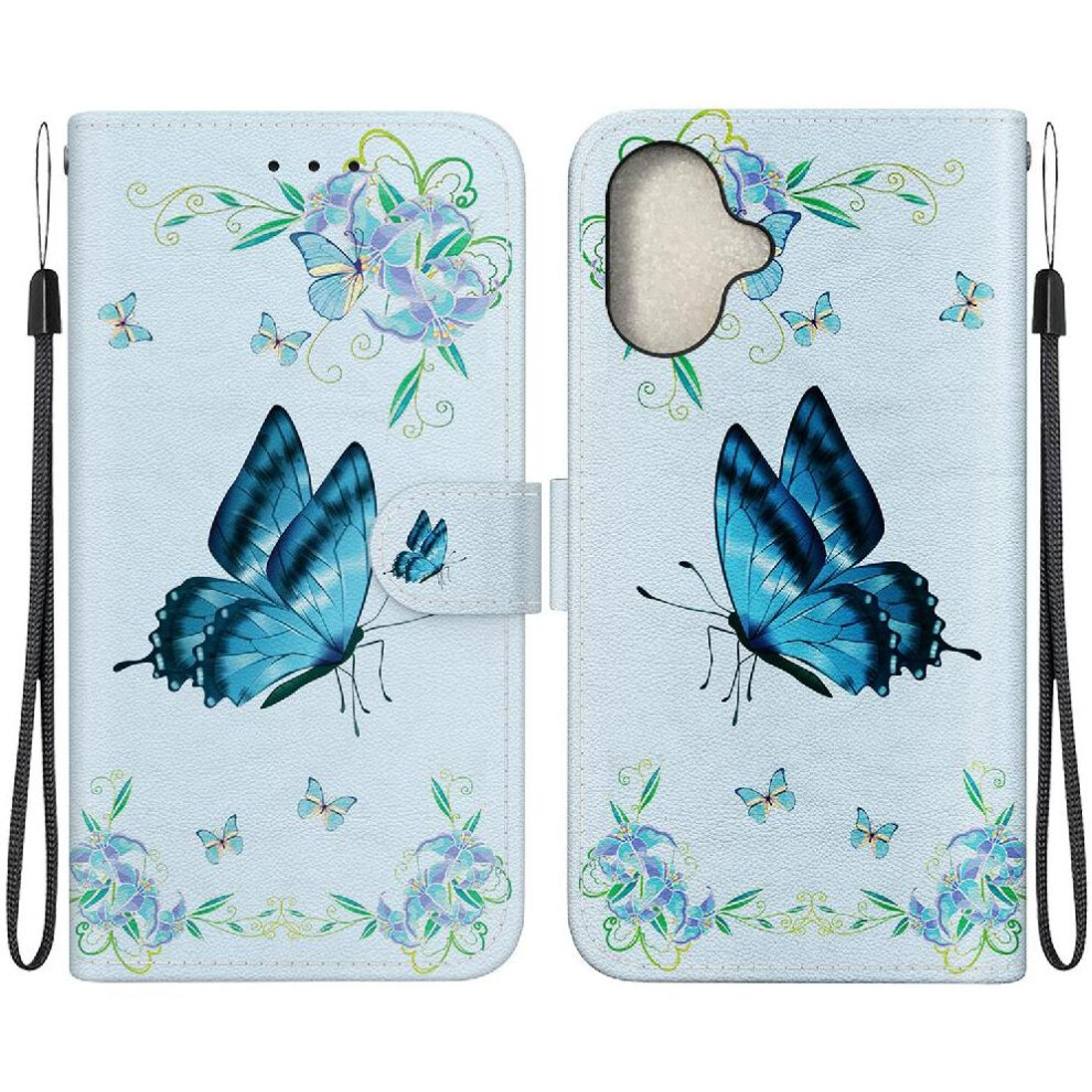 (C11 ) Case For Iphone 16 Wallet Card Slots Magnetic Closure Pu Leather Butterfly Flower Painted 764563756032