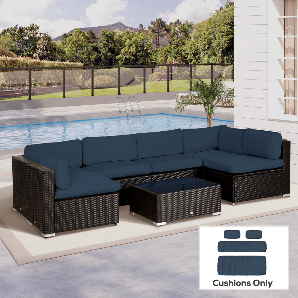 Outsunny Garden Rattan Sofa Set Polyester Cover Replacement No Cushion Blue