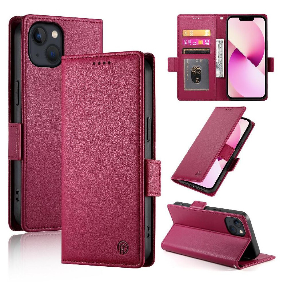 (Red) Flip Case For Iphone 13 Wallet Business Flip Card Slots Daily Use Red 764563758739