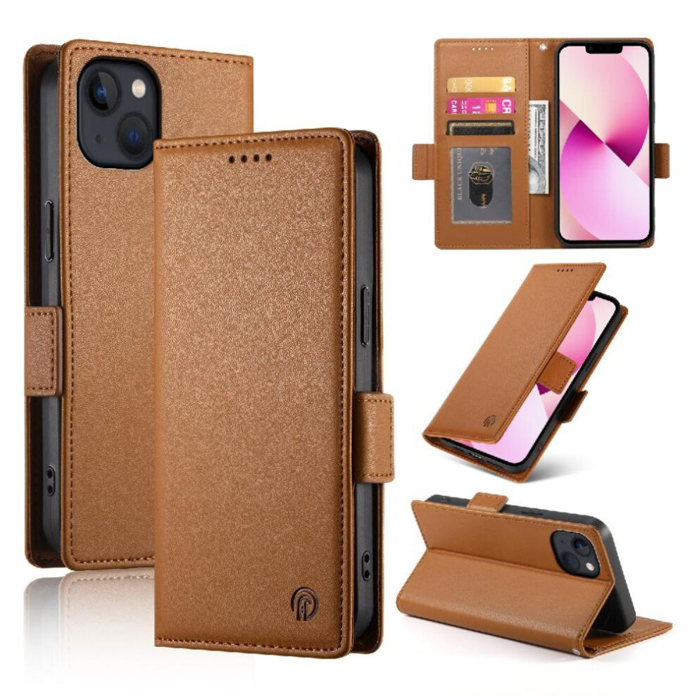 (Brown) Flip Case For Iphone 13 Wallet Business Flip Card Slots Daily Use Brown 764563758784