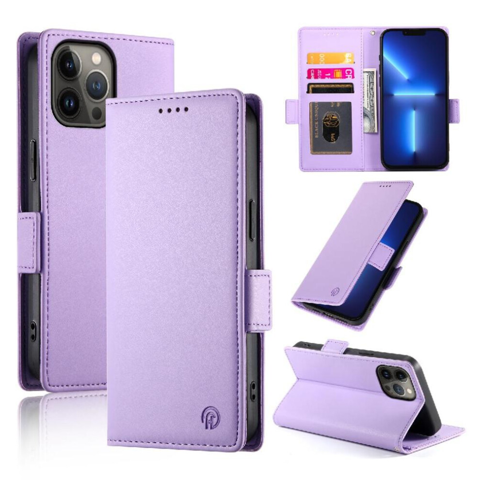 (Purple) Flip Case For Iphone 13 Pro Max Wallet Flip Business Card Slots Daily Use Purple 764563759019