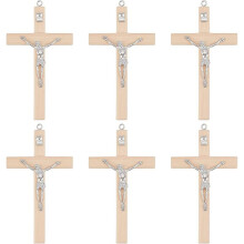 6pcs Wooden Crosses Crucifix, Small Wood Christian Wall Cross Charm, 10cm