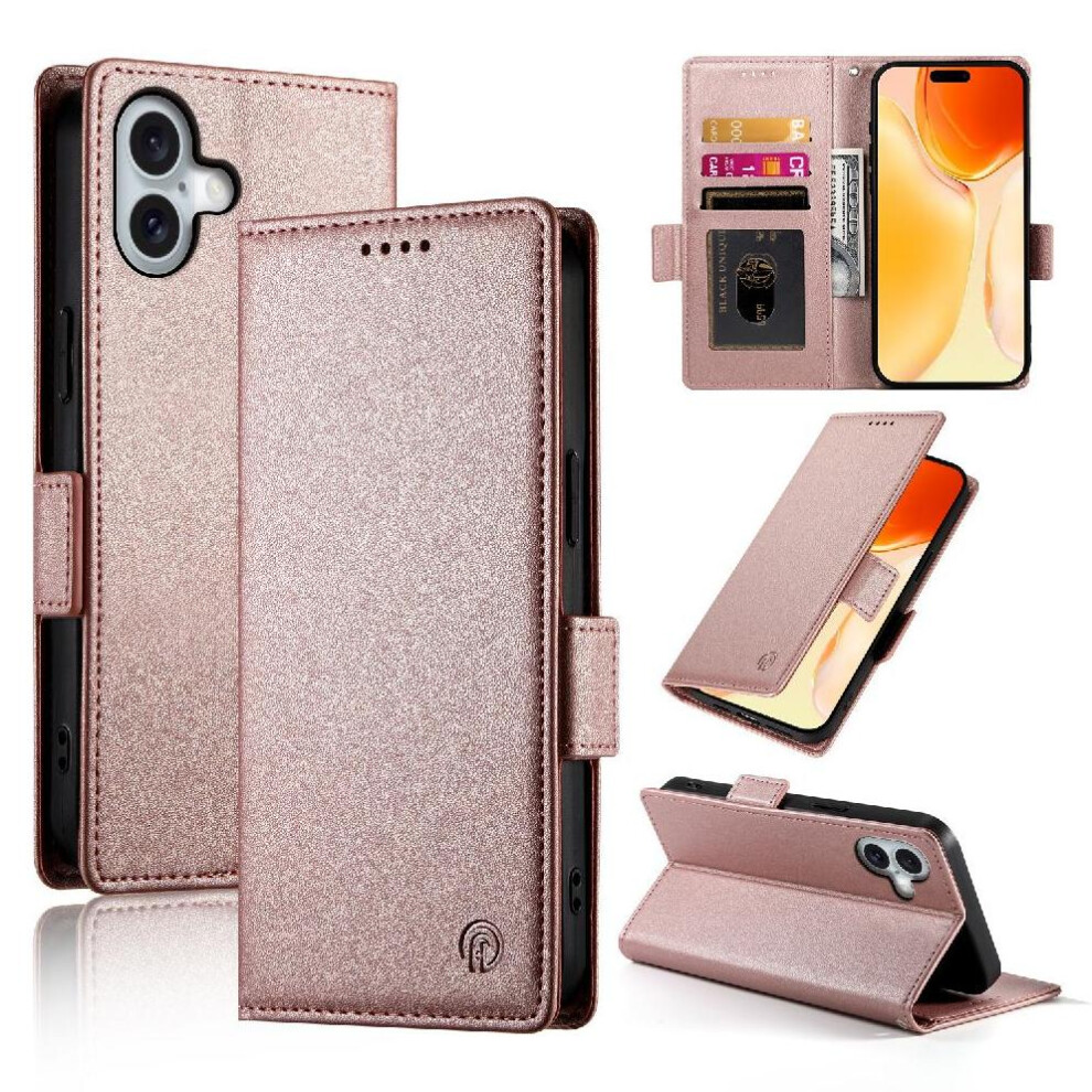 (Pink) Flip Case For Iphone 16 Daily Use Wallet Flip Card Slots Business Pink 764563759033