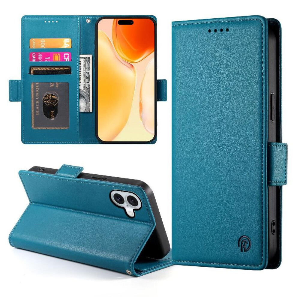 (Blue) Flip Case For Iphone 16 Daily Use Wallet Flip Card Slots Business Blue 764563759064