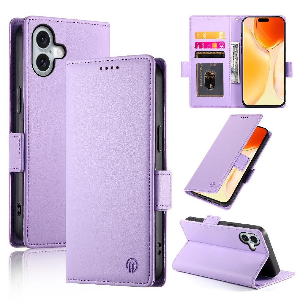 (Purple) Flip Case For Iphone 16 Daily Use Wallet Flip Card Slots Business Purple 764563759095
