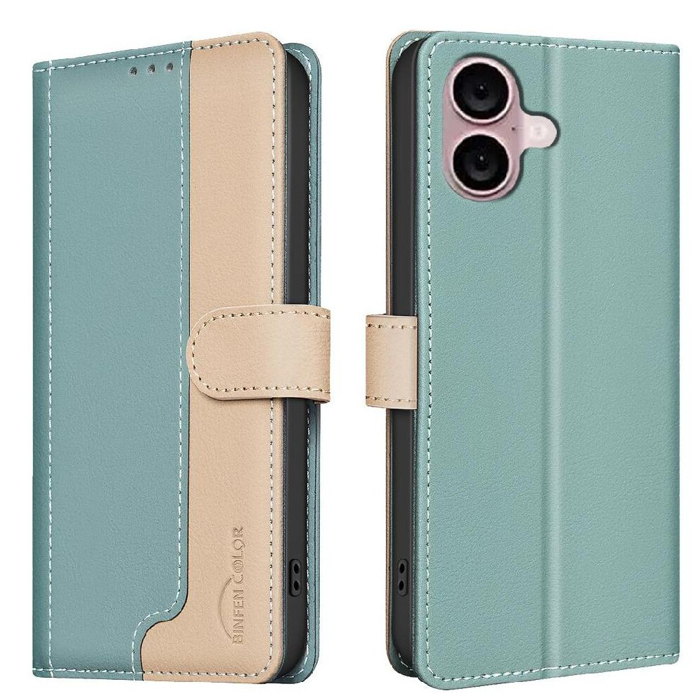 (Green) Flip Case For Iphone 16 Card Slots Holder Rfid Blocking Shockproof Tpu Inner Shell Flip Folio Kickstand Green 764563759507