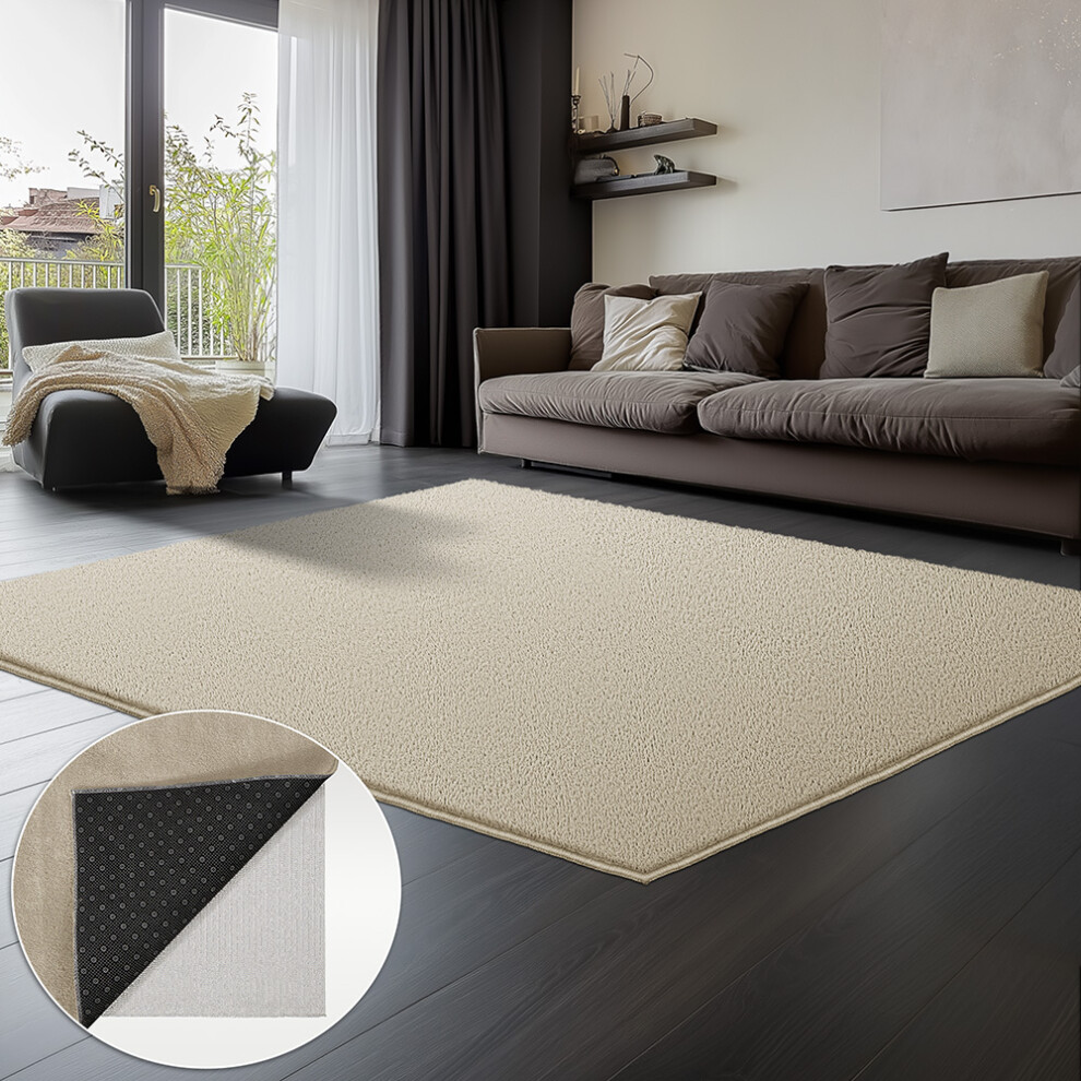 VOUNOT Living Room Rug Ultra Soft Shaggy Area Rug Modern Carpet 140x200cm Beige-image-OPC-PHQM9HD-NEW