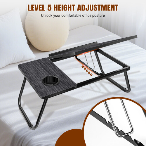 5-layer adjustable height, foldable laptop desk, office desk, cup holder and split desktop, quick opening design 2