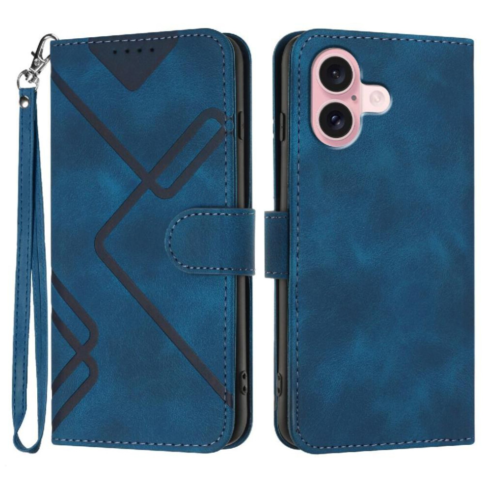 (Blue) Flip Case For Iphone 16 Magnetic Cover With Card Slot Stand Pu Leather Flip Wallet Blue 764563762484