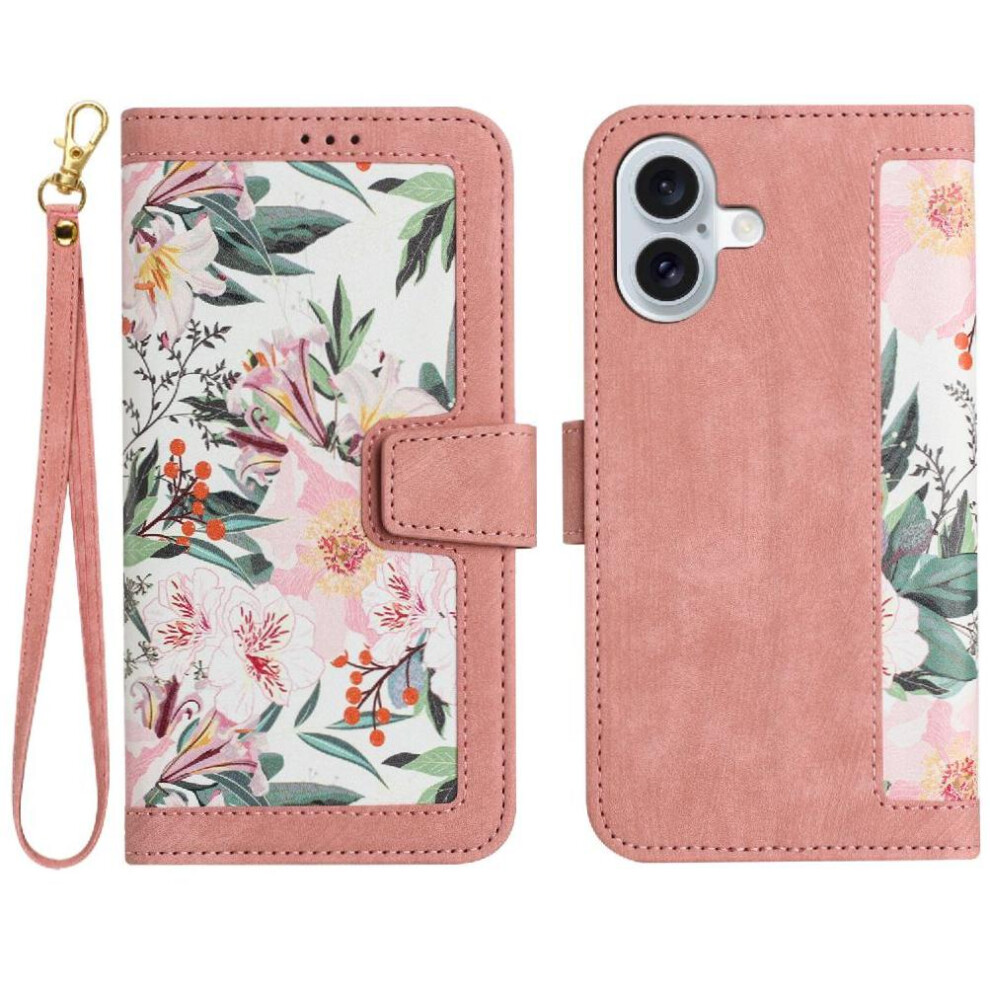 (Pink) Wallet Case For Iphone 16 Plus Pu Leather Card Holder Anti Scratch Kickstand Magnetic Closure Pink 764563763221