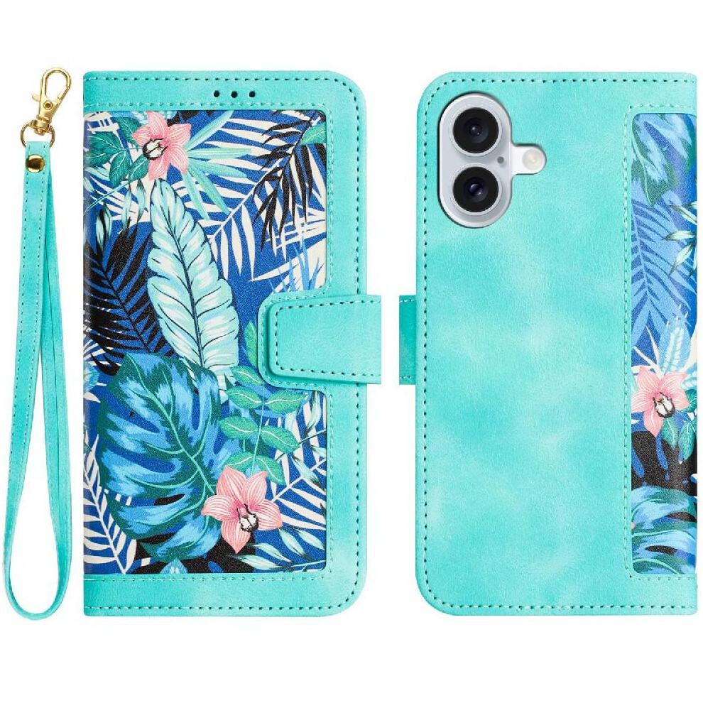 (Green) Wallet Case For Iphone 16 Anti Scratch Magnetic Closure Pu Leather Card Holder Kickstand Green 764563763269