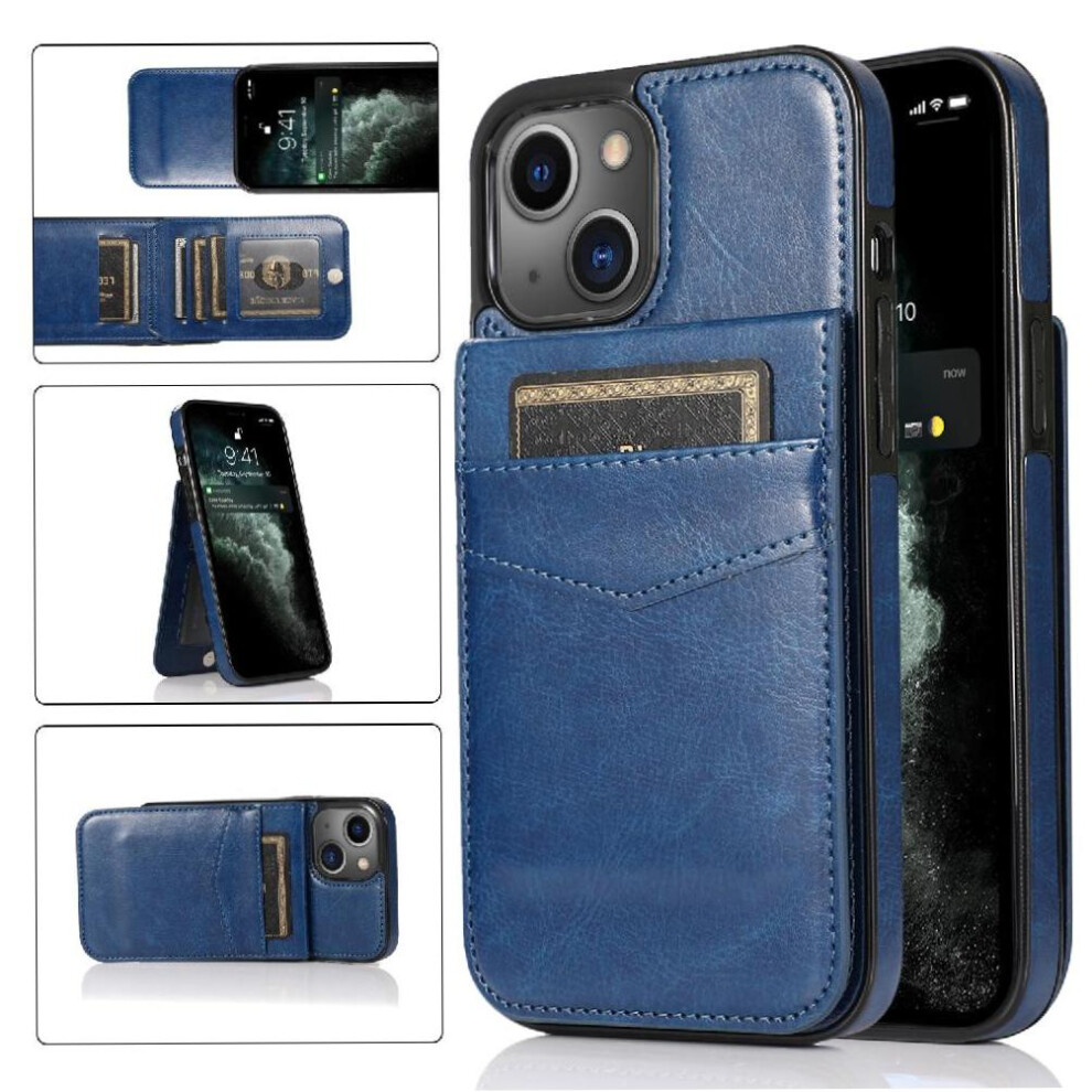 (Blue) Compatible With Iphone 13 Case Wallet With Credit Card Holder Premium Leather Magnetic Clasp Kickstand Blue 764563763375