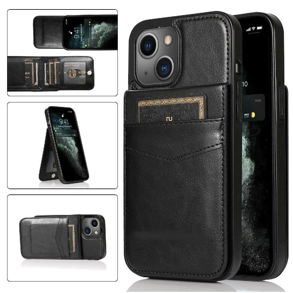(Black) Compatible With Iphone 13 Case Wallet With Credit Card Holder Premium Leather Magnetic Clasp Kickstand Black 764563763382