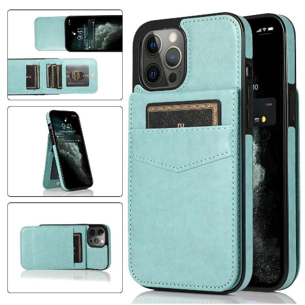 (Green) Compatible With Iphone 13 Pro With Credit Magnetic Clasp Kickstand Premium Leather Case Wallet Card Holder Green 764563763498