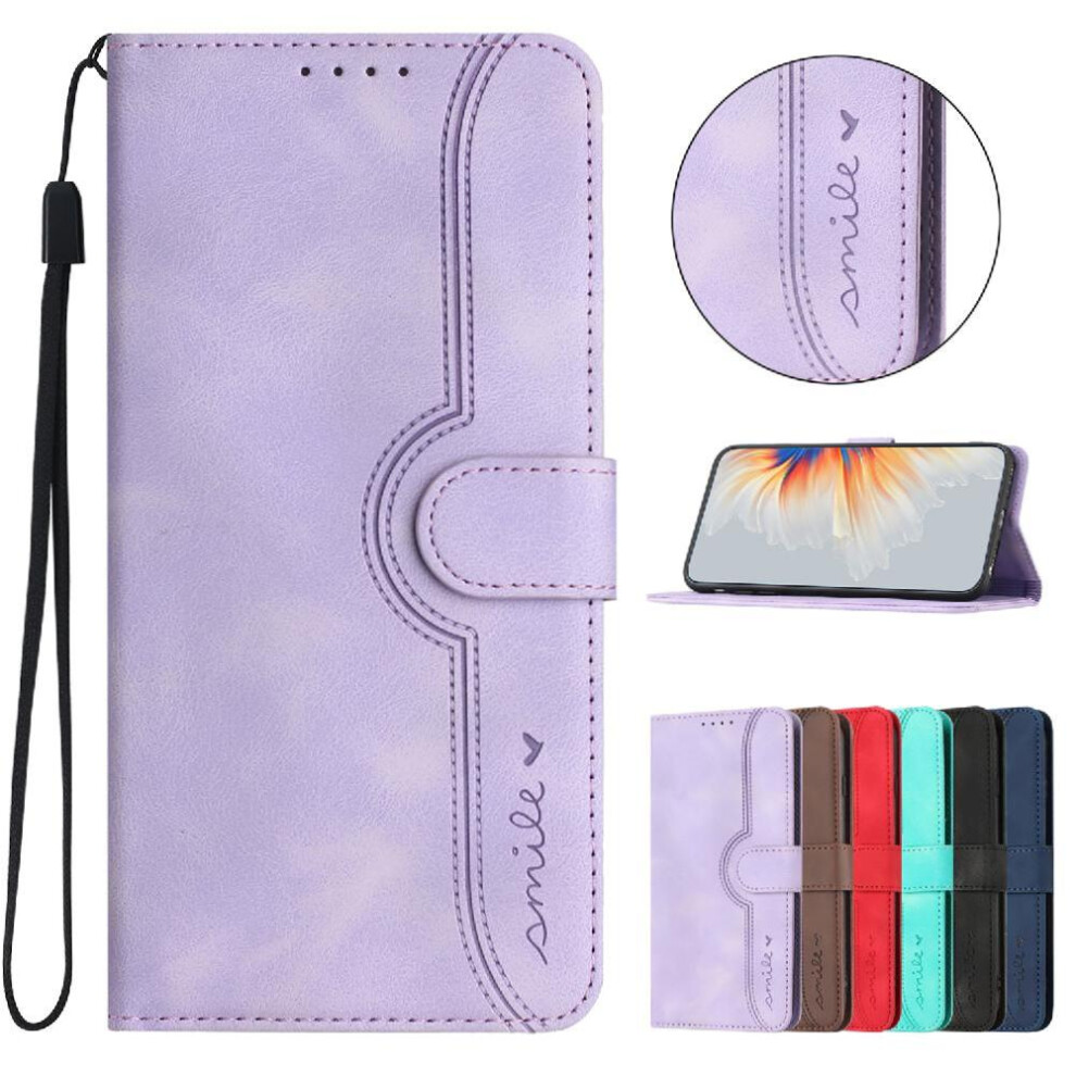 (Purple) Compatible With Iphone 16 Pro Max Case Wallet Premium Pu Built-In Magnet Cover Purple 764563763559