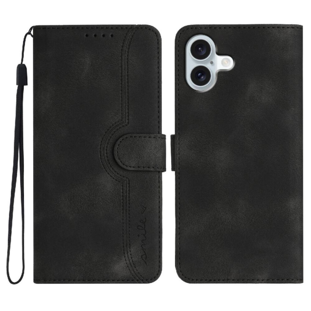 (Black) Compatible With Iphone 16 Plus Case Premium Pu Wallet Built-In Magnet Cover Black 764563763665
