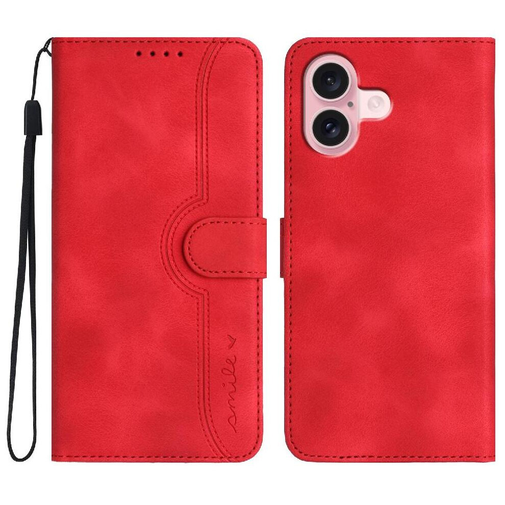 (Red) Compatible With Iphone 16 Case Built-In Magnet Cover Wallet Premium Pu Red 764563763696