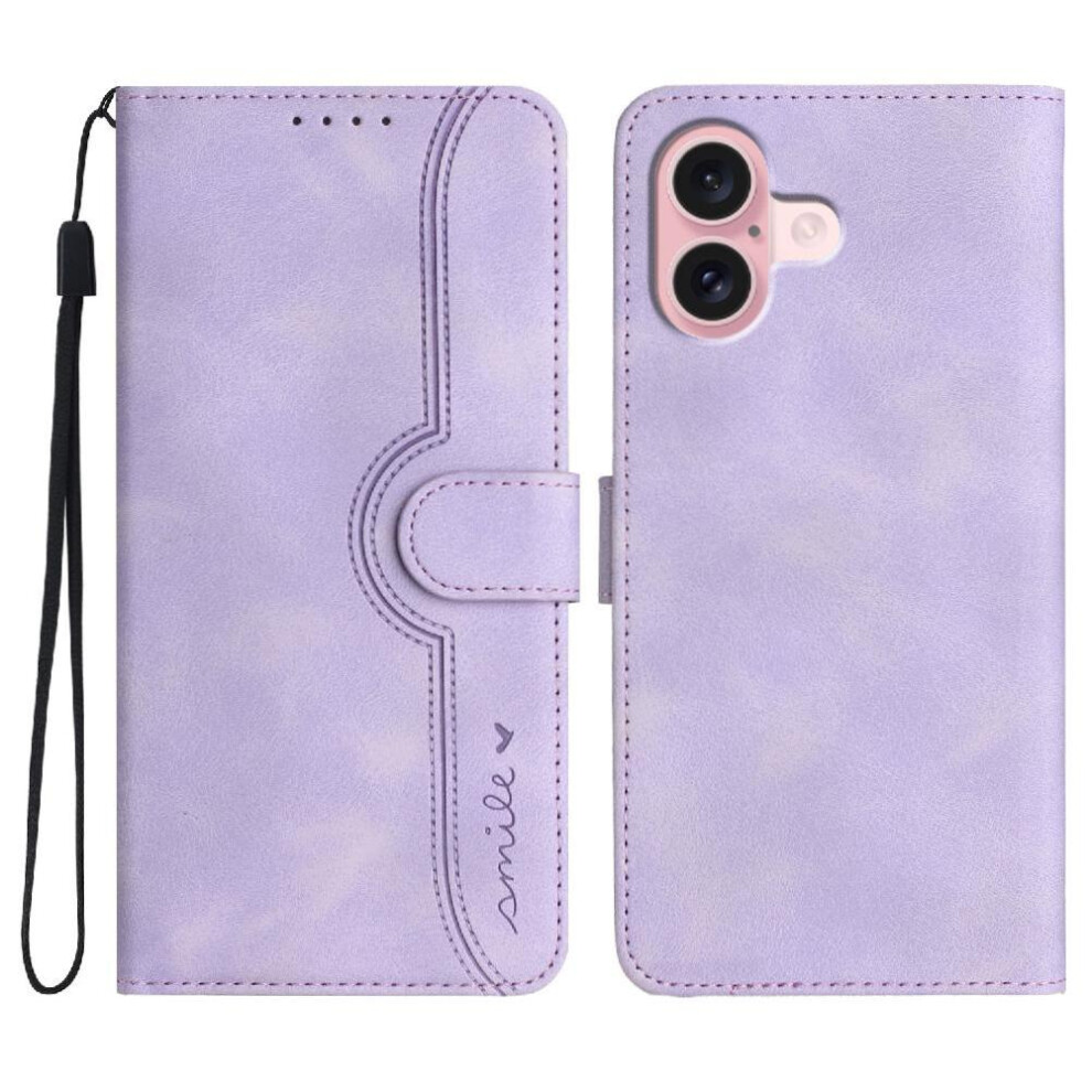 (Purple) Compatible With Iphone 16 Case Built-In Magnet Cover Wallet Premium Pu Purple 764563763733