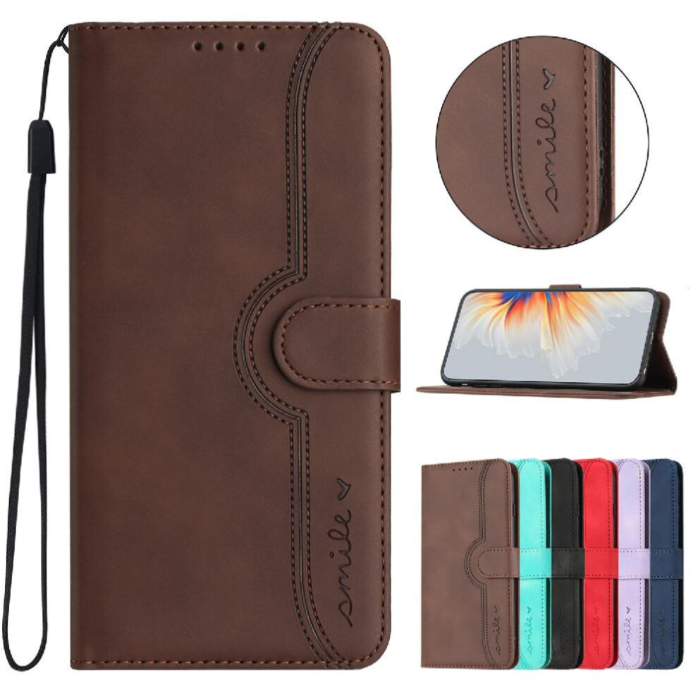 (Brown) Compatible With Iphone 16 Case Built-In Magnet Cover Wallet Premium Pu Brown 764563763702