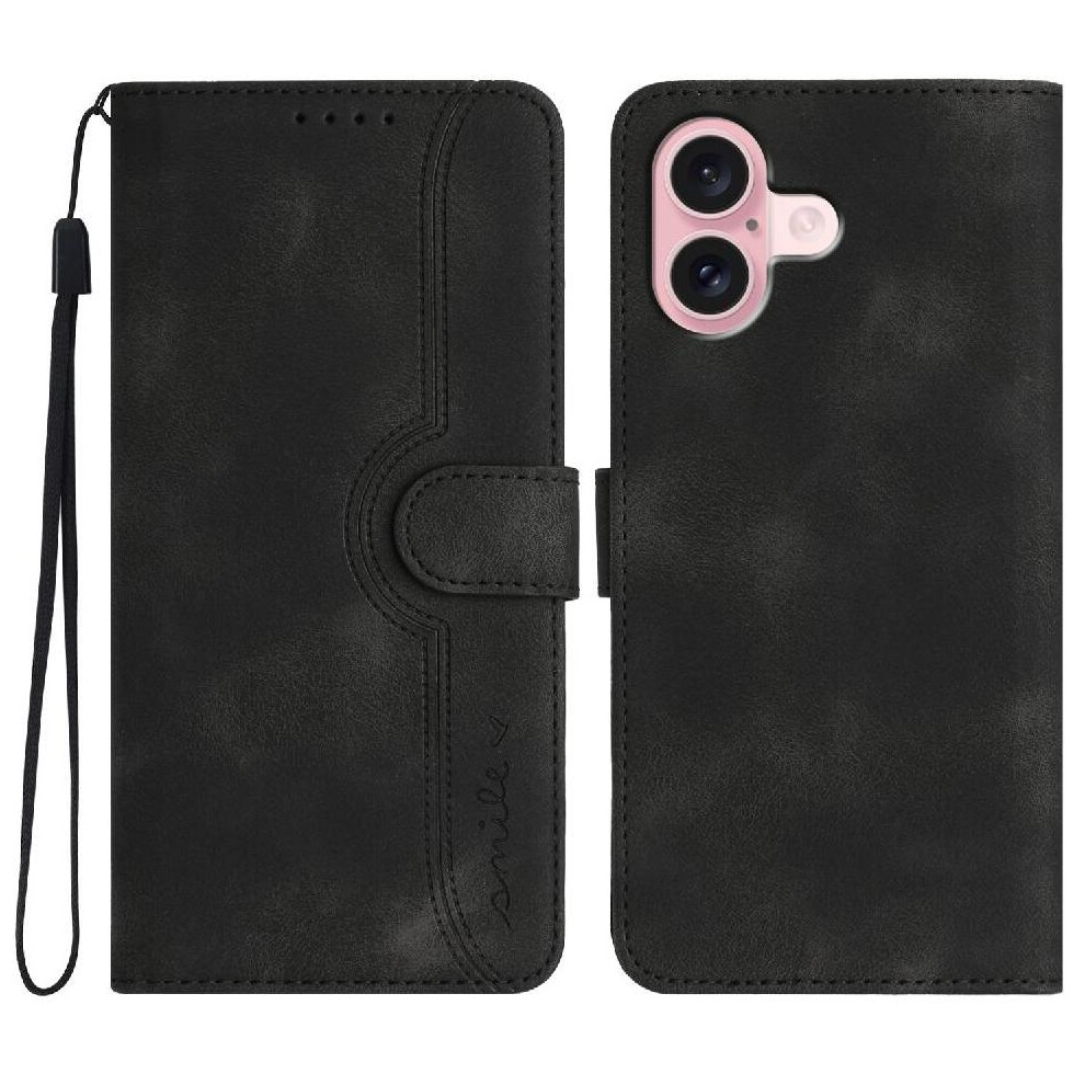 (Black) Compatible With Iphone 16 Case Built-In Magnet Cover Wallet Premium Pu Black 764563763726