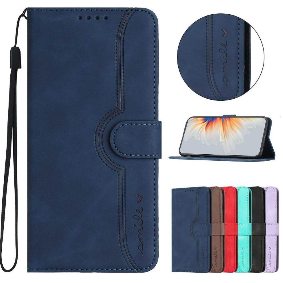 (Blue) Compatible With Iphone 16 Case Built-In Magnet Cover Wallet Premium Pu Blue 764563763740