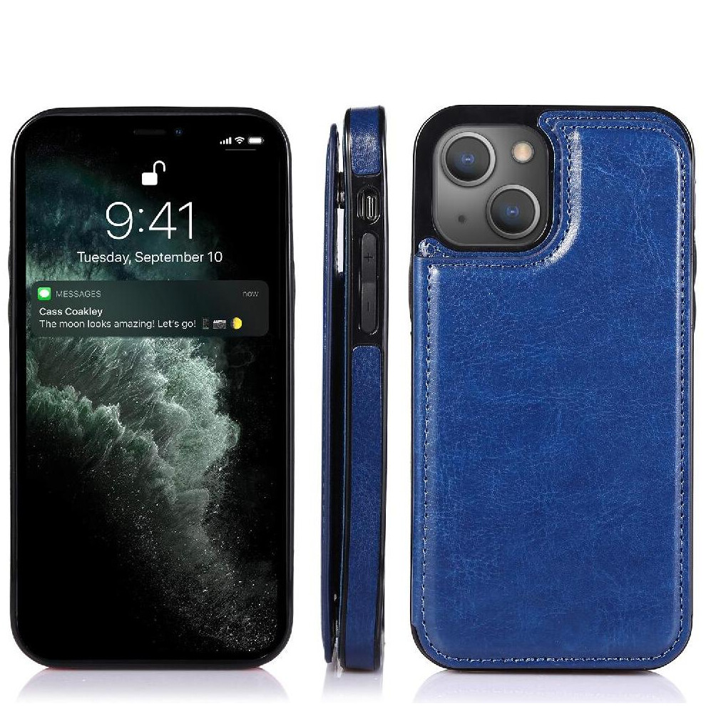 Photos - Case  Wallet  for iphone 13 Pu Leather Kickstand with Card Holder Card Slots Double Magnetic Clasp(Blue)