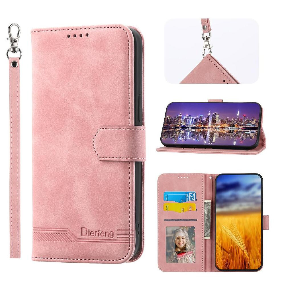 (Pink) Flip Case For Iphone 13 Cash Pocket Magnetic Closure Premium Card Slots Wristband Pink 764563764105