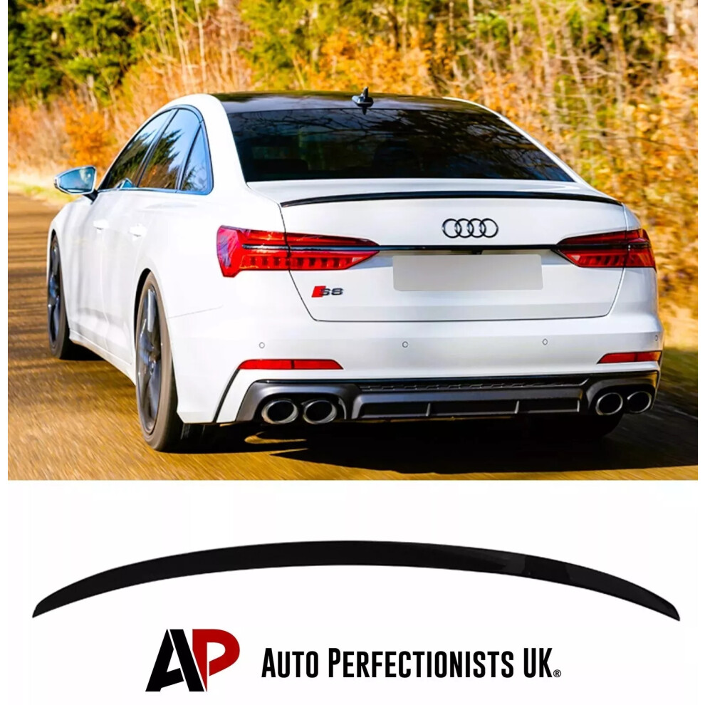 For Audi A6 S6 C8 Saloon Gloss Rear S4 Style Spoiler Wing Kit 2018+ Black 5061072666964