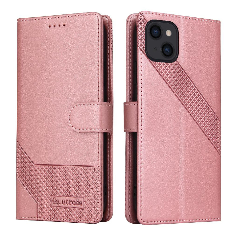 (Rose ) Flip Case For Iphone 13 Three Card Slots Kickstand Premium Leather Gold 764563767823
