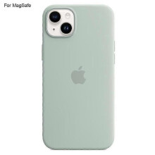 (Light Green) For iPhone 14 MagSafe Liquid Silicone Phone Back Cover Protective Case with Induction Popover Design Slim Protective Cover Case