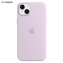 (Light Purple) For iPhone 14 MagSafe Liquid Silicone Phone Back Cover Protective Case with Induction Popover Design Slim Protective Cover Case
