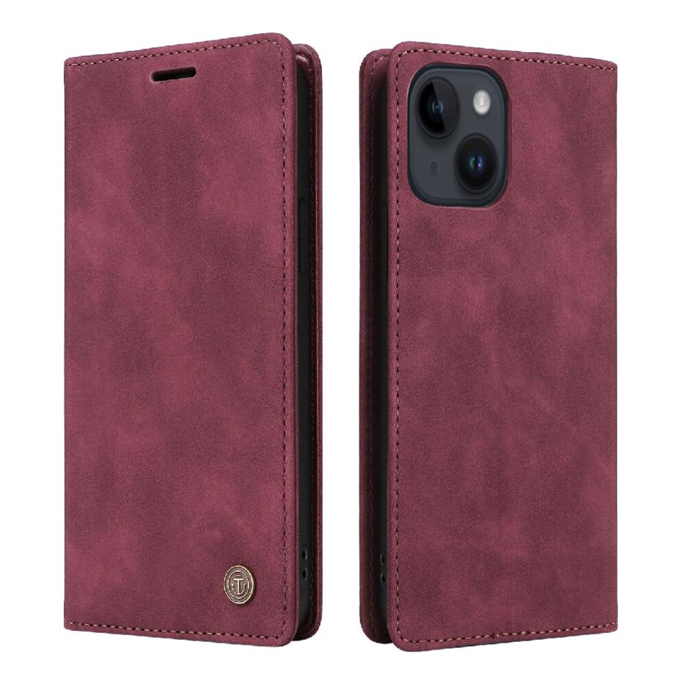 (Red) Case For Iphone 13 Shockproof Wallet Leather Case Simple Business Flip Cover Red 764563768646