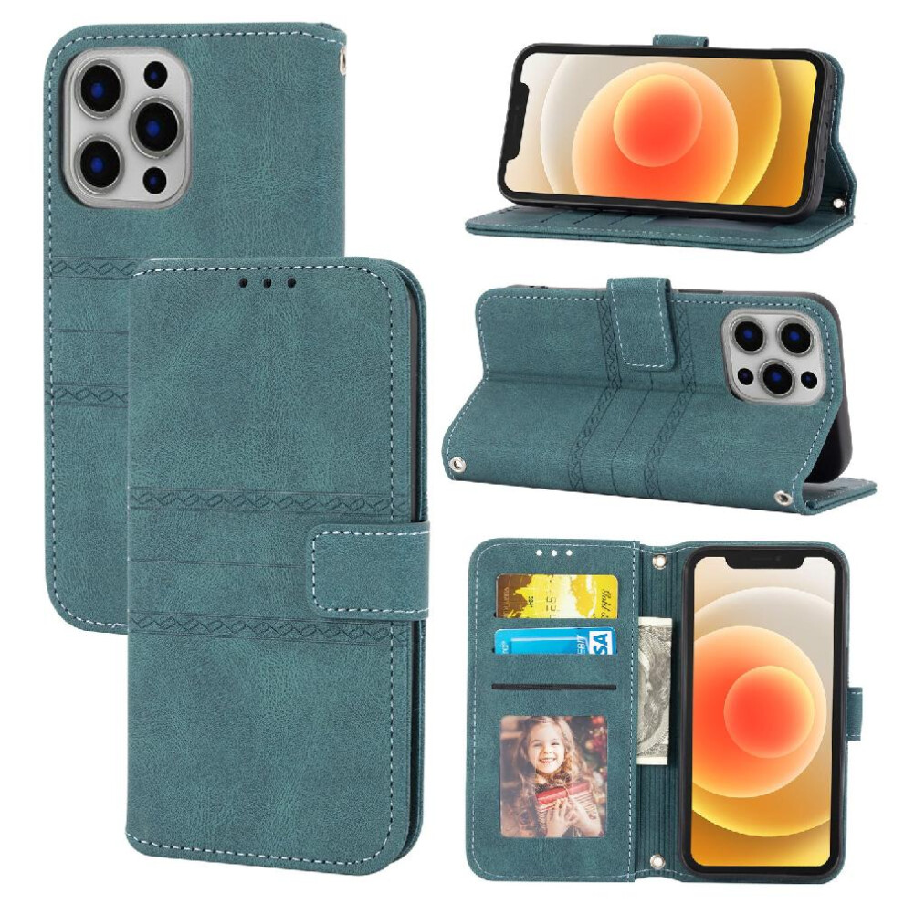 (Green) Flip Case For Iphone 13 Pro Magnetic Closure Kickstand Pu Leather Shockproof Protective Wallet Case Green 764563769001