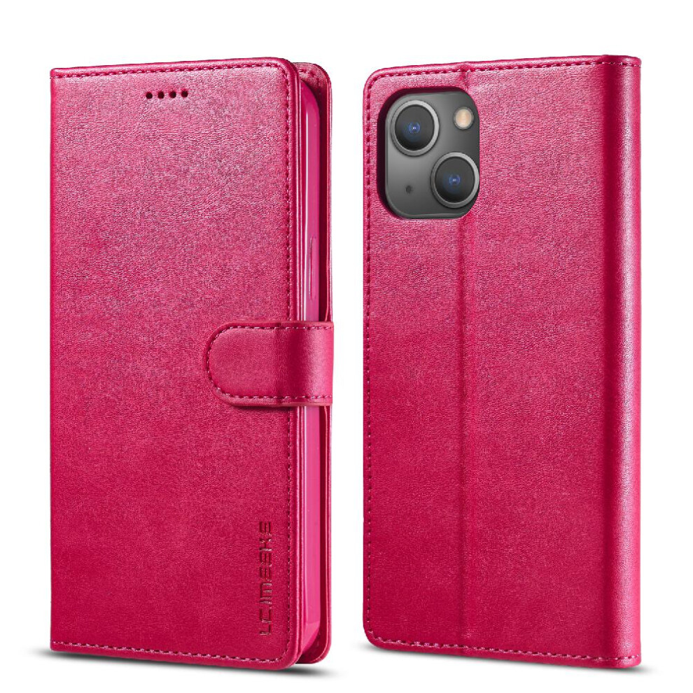 (Red) Case For Iphone 13 Calf Texture Horizontal Flip Leather Case With Holder Card Slots Wallet Red 764563769582
