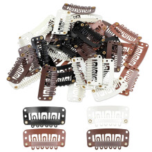 40 PCS Metal Snap Clips for Hair Extensions - U-Shape Wig with Soft Rubber, Secure and Comfortable Hair Extension Clips for DIY Styling (Bro