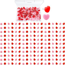 200pcs Cute Decorative Push Pins Set - Heart-Shaped Thumb Tacks in Red & Pink, 0.47 Inch, Ideal for Home, School, Office, Photos, Wall Notic