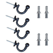 Wgewfhdf 4-Pack Black Curtain Tie Back Hooks, Versatile Curtain Tie Backs for Curtains, Clothes, and Coat Hanger Hooks