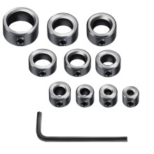 10-Piece Drill Depth Stop Collar Set, 3/4/5/6/8/9/9.5/10/12/16mm Woodworking Durable Positioner Spacing Ring Drill Bit Depth Stop Collars wi