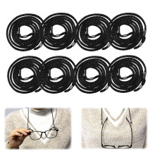 KIQAWEE 8Pack Glasses Straps,70cm Long, 0.2mm Thick, Black Nylon Non Slip Glasses Strap Spectacles Adjustable Neck Cord Retainer Lanyard Bla
