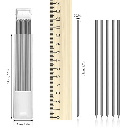 36pcs Tracer Pencil Refills, with 1pcs Orange Carpenter, 2.8mm Solid Deep Hole, Black Solid Carpenters Pencil Refills Replacement for Archit 1