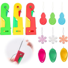 12 Pcs Automatic Needle Threaders, Simple Needle Threader Hand Sewing, Automatic Needle Threading Device Tool, Colorful Needle Threader Kit